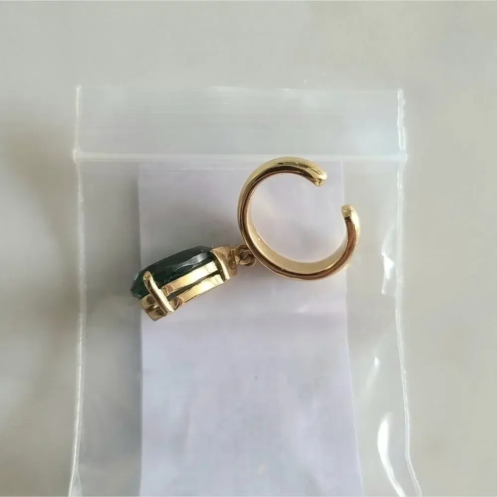 Cornelia Webb 24K Gold Plated Quartz Ear Cuff Single Earring Emerald Green NWT